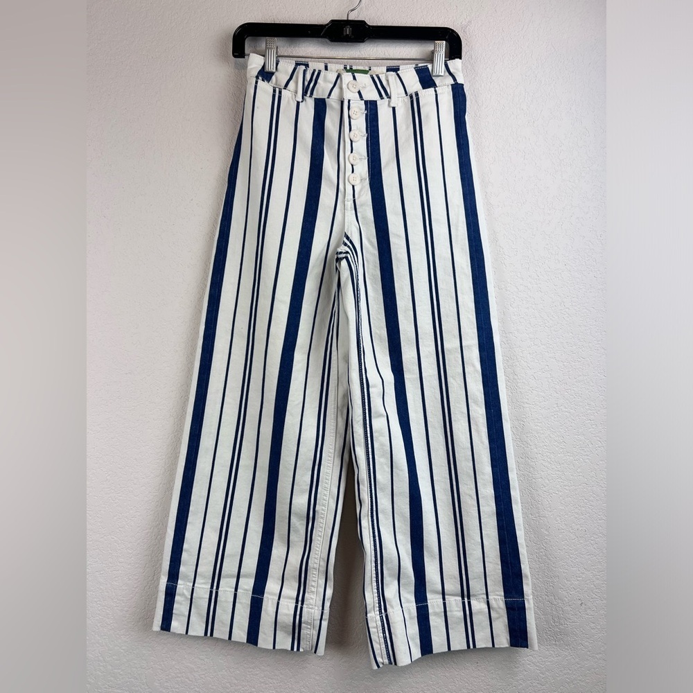 Anthropologie Capitaine striped high waisted Wide leg pants Size 0 - Picture 2 of 9